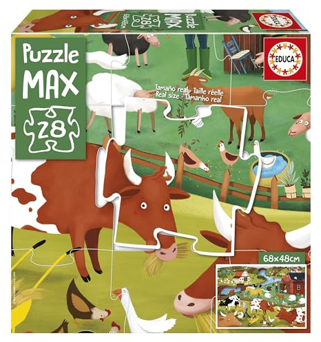 Educa - Kinderpuzzle Puzzle Max Bauernhof | 28 Teile XXL | Großteile Kinderpuzzle ab 3 | ab 3 Jahren (19955)