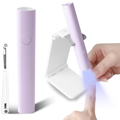 ANGNYA Lampada UV LED Unghie,Fornetto Unghie Semipermanente con Supporto,Mini Lampada UV LED Unghie Macaron Senza Fili 3W, USB Ricaricabile e Portatile per Unghie Adesive Gel (Viola)…
