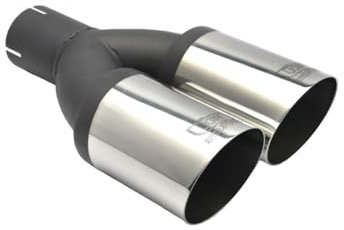 Auspuffblende Doppelendrohr N2-90-1* Endrohr 2x 90mm rund abgeschrägt Blende Edelstahl Doppelrohr (Passend für 65mm Anschluß)