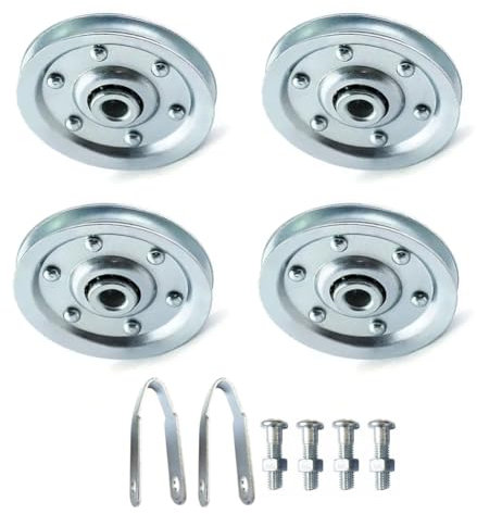Garagentor-Riemenscheibenset, 7,6 cm, Set mit 2 stationären Riemenscheiben und 2 Hinterrad-Riemenscheiben mit Gabelkopf, Garagentor-Teile
