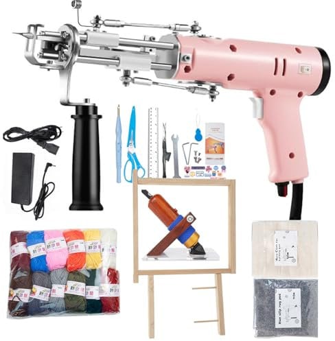 forestalk Tufting Gun Starter Kit - 2-in-1 Cut Loop Pile Rug Tufting Gun, High Speed 5-40 Stiche/Sec - Ideales Teppichherstellungs-Set für Anfänger mit Büschel-Rack/Teppichschneider, inklusive