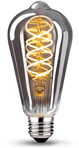 HUSTUNG Edison Vintage Glühbirne E27 4W Dimmbar LED ST64 - Rauchgraues, 1 St.