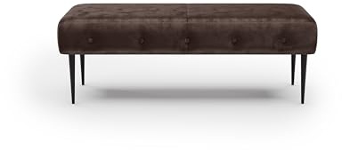 CAVADORE Sitzbank Amba, Trendige Polsterbank 2-sitzig für Küche, Esszimmer oder Wohnküche / Küchenbank passend zum 2-Sitzer Amba / 119 x 52 x 54 / Hochwertiges Mikrofaser: Braun