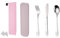 QZLSAYSL 6 pezzi, Scatola Di Posate Per Bambini, Set Di Posate Da Viaggio Portatile, Include Scatola, Forchetta, Cucchiaio, Coltello, Clip, Borsa (rosa intenso)