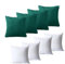 BedLooms Cushions with Covers Included 45 x 45 cm Set of 8 (4 Emerald Cushion Covers, 4 Cushion Inserts) Ultrasonic Square Throw Pillow Cases Decorative Sofa Cushion with Invisible Zipper