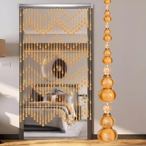 Eiauiuo Beaded Acrylic Curtain, Wavy String Divider Curtain For Door, Insect Protection Fly Screen For Living Room, Bedroom, Office, Parties, Weddings, Decorative Divider Screen(Braun,70x60cm(17 Strän