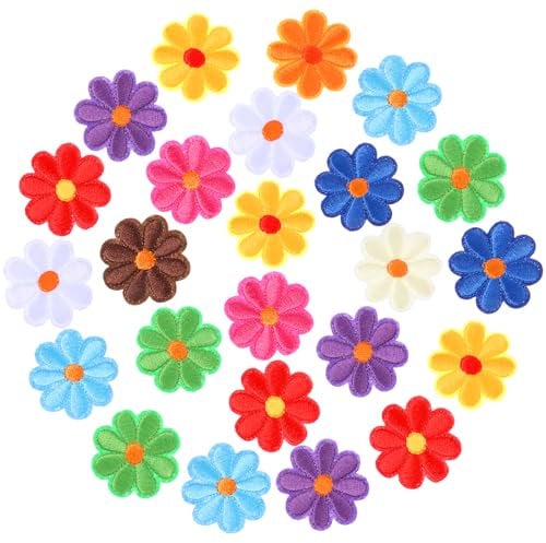 36 bunte Blumen Aufnäher zum Aufbügeln - DIY-Basteleien, Hüte, Jeans, Jacken, Rucksäcke