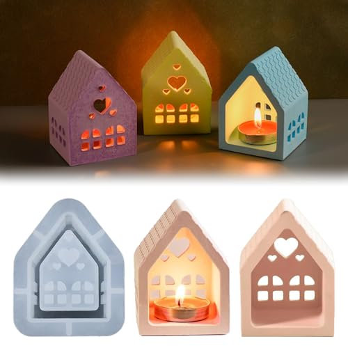Tadpolez Stampi per Colata Casa in Silicone,Stampi in Silicone per Candele,Casa Stampi Silicone Per Gesso 3D,Stampi in Silicone Case Stampi per Colata,per Candele Fai da Te,Stampi per Gesso