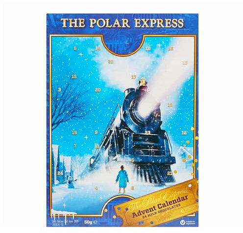 Christmas Chocolate Kids Advent Calendar 2024 - Milk Chocolate 50g The Polar Express 24 Days Christmas Countdown Calendar 2024 with Topline Card. It’s Perfect Christmas Gifts for Fans of the Film