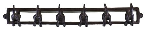 Rustic Cast Iron Dog Tail Wall Hooks Decorative 6 Hook Rack for Coats Keys & Accessories Animal Shaped Iron Wall Hooks for Home & Entryway