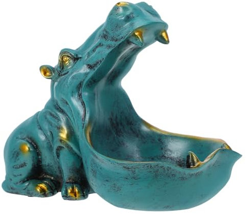 IMIKEYA Nilpferd Obstteller Tierschmuck Schüssel Tisch Aufbewahrungskorb Großes Maul Nilpferd Statuen Bonbonschalenhalter Nilpferd Figur Lustige Bonbonschalen Tablett Halloween