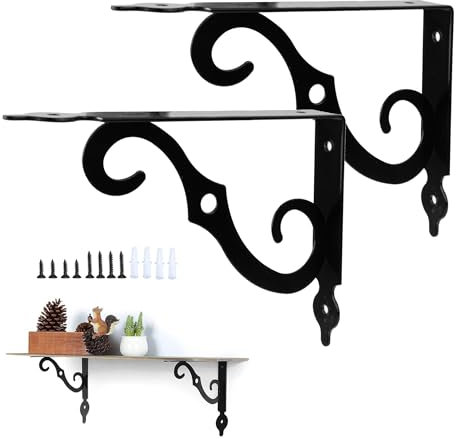 Schwerlastwinke, 90 Grad Metall Winkel Schwarz, 2 Stück 190*140 mm Wandkonsole, Regal Halterung Wand, Schwerlastkonsole für DIY Werkbank Bücherregal Küchen Wohnzimmer