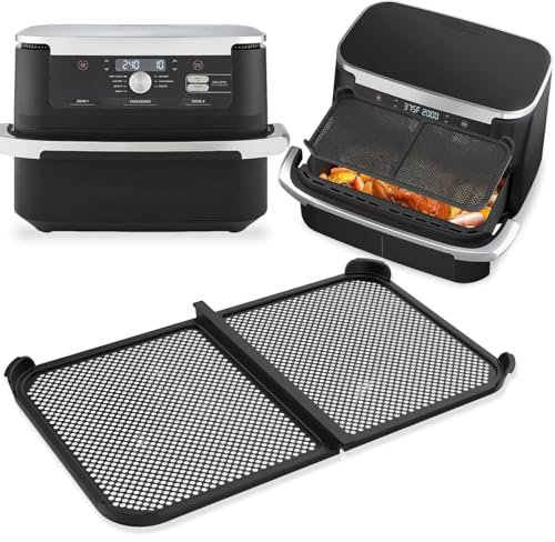 Spritzschutz für Ninja Foodi Flexdrawer 10,4 L Heißluftfritteuse AF500EU, Edelstahl Silikon Spritzschutz Heißluftfritteuse Zubehör, Wiederverwendbar Ninja Airfryer Zubehör (B)