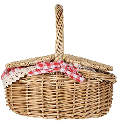 Toddmomy 1 Stück Weidenkorb Für Picknick-Camping Im Freien Natural Weidenkorb mit Deckel und & Liner Picknickkorb aus Weidengeflecht Geflochtenes Picknick-Set