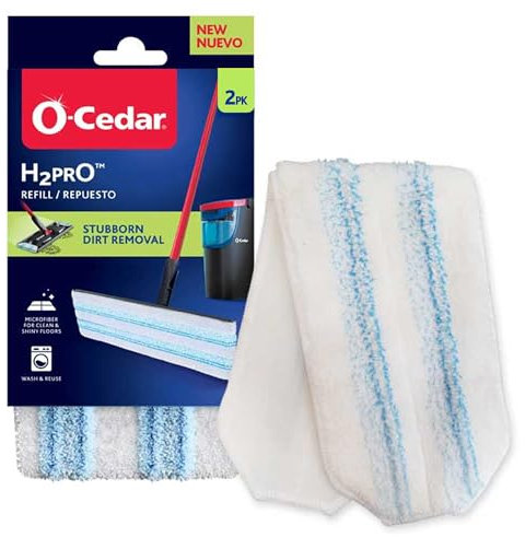 O-Cedar H2prO Mop Pads (Pack of 2) | Machine Washable | Reusable | Microfiber Mop Head Replacements | Removes 99% of Bacteria