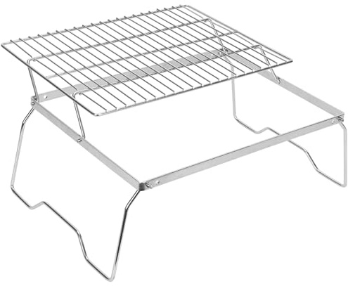 ZORMY 17 Large Folding Campfire Grill, 304 Stainless Steel Firepit Grill Grate, Heavy Duty Portable Camping Grill with Carrying Bag, Gas BBQ Grill Grate for Backpacking, Hiking, Picnics (Double)