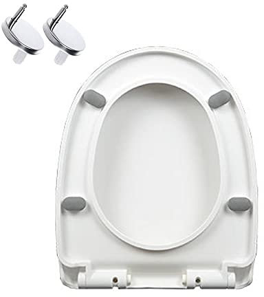 XCHSXYL Toilettensitz D-Form Toilettensitz Soft-Close Toilettensitze Weiß mit Schnellverschluss, Toilettendeckel aus Kunststoff mit verstellbaren Scharnieren, für einfache Reinigung, 9013