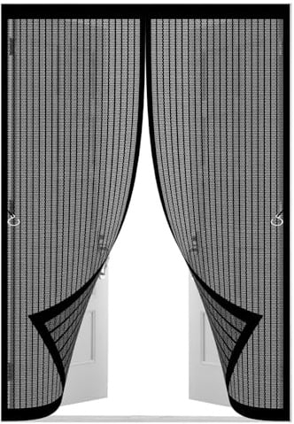 Moustiquaire Porte Fenetre 80 x 212 cm Moustiquaire Porte Magnétique Différentes Tailles Fenetre Magnétique Puissants Aimants pour Camping Car, Noir
