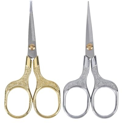 BEAMARKER 2 Stück 2 Farben Edelstahl Nähen Stickerei Scharfe Schere 5 Zoll Vintage Prägung n Handgemachte Kleine Schere Mehrzweck-Nähwerkzeug für DIY Stickerei Basteln Faden Schneiden