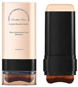 Foundation Stick & Make Up Stick - 2-in-1 Multifunktions Stift mit integrierter Bürste, volle Abdeckung für alle Hauttypen, langanhaltendes natürliches Finish (#1, 20g)