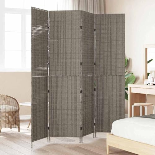 Trennwand Raumteiler Sichtschutzwand,Raumteiler Grau 195 x 180 cm Poly-Rattan,Raumteilerwand für Garten Balkon Terrasse