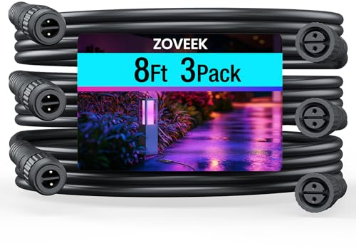 ZOVEEK - 2,3 m Verlängerungskabel für Philips Hue Außenleuchten mit Niederspannung, wetterfestes Verlängerungskabel, kompatibel mit Lily/XL Spot, 3 Stück