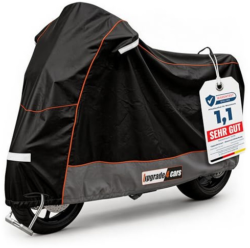 Upgrade4cars Motorrad Abdeckplane Outdoor XL 275x105x125 cm Universal | Wasserdicht & abschließbar | Motorradgarage winterfest | extra Reflektoren an der Außenseite | Sommer & Winter