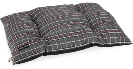 Romneys Hundekissen New Tartan 70 x 100 cm – großes Liegekissen für Hunde - Baumwolle, leichte Polyesterfüllung - Waschbar bei 30 °C (grau-kariert)