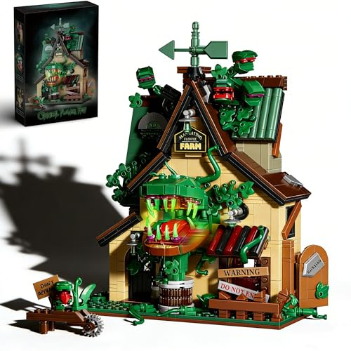 Horror House Building Block Set, Piranha Plant Building Toys for Adults, Piranha Plant Night Horror House Display Model Kit Home Office Decor, Ideas Piranha Collection Gift (1128 PCS)