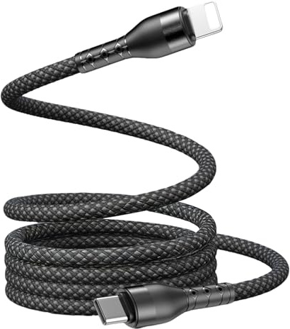 [1M/3.3FT] Magnetic USB-C to LightningCable, Self-Adsorbing Nylon Braided Fast Charging Cord | Tangle-Free Magnetic iPhone Charger Cable Compatible with iPhone , iPad – Durable & Portable Design
