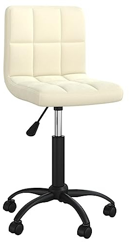 Bendmaxx Matrumsstol, roterbar, krämfärgad, sammet med gasfjäder och hjul, stoppstol med armstöd och ryggstöd, 40 x 47 x 76–87,5 cm, skålstol för kök, matplats, vardagsrum och bistro