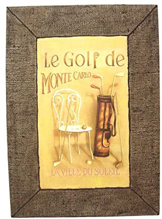 CUADRO LIENZO CANVAS MADERA MARCO TELA DE SACO GOLF PALOS SILLA REDONDA MONTECARLO