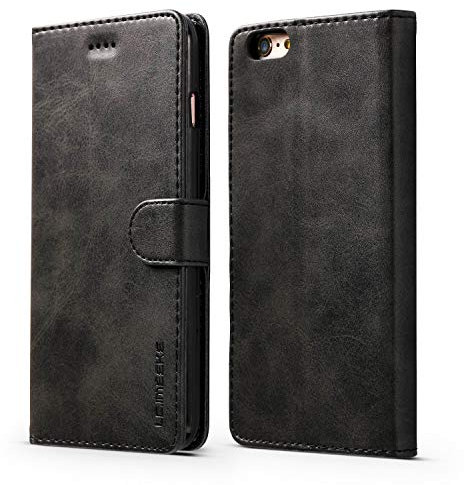 ZTOFERA Leather Case for iPhone 5 5S SE,Ultra Slim [Magnetic Closure] Retro Vintage TPU Folio Flip Wallet Stand with [Card Slots] Cover for iPhone 5/5S/SE - Black