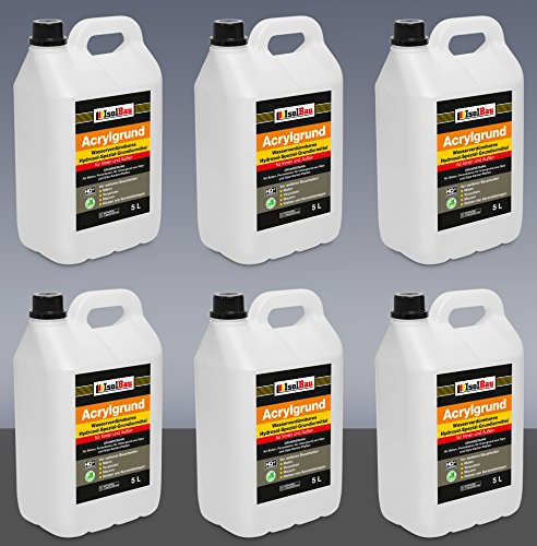 Isolbau Acrylgrund - Wasserverdünnbares Grundiermittel für eine professionelle Grundierung Innen & Außen - 30 Liter (6 x 5 L)