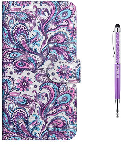 Grandoin iPhone 6S Hülle,iPhone 6 Hülle, Handyhülle im Brieftasche-Stil für Apple iPhone 6S / iPhone 6 4.7 Zoll Handytasche PU Leder Flip Cover 3D Bunte Muster Book Case Schutzhülle Etui Case (Lila)