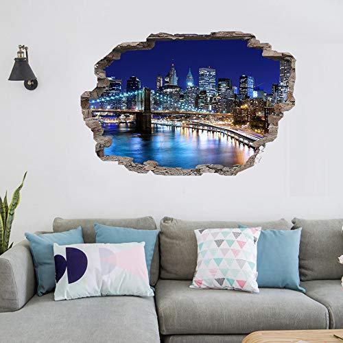 New York City NYC Stadt Landschaft Nacht Skyline Wall Decal 3D Kunst Aufkleber