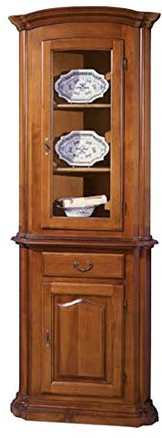 Dafne Italian Design Eckvitrine im klassischen Stil (cm. B. 85 - T. 58 - H. 212) (VGG)