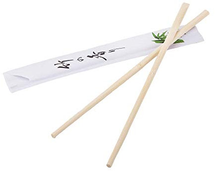 (Paquete de pares 500) Palillos de madera de bambú desechables envueltos individualmente (500)