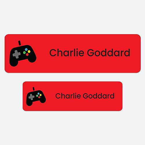 50 x No Iron Medium Personalised Stick On Waterproof Washable Name Labels Great for Clothes, School Uniform, Equipment, Shoes and Much More. School, Nursery, Day Care, Hospital - Gaming