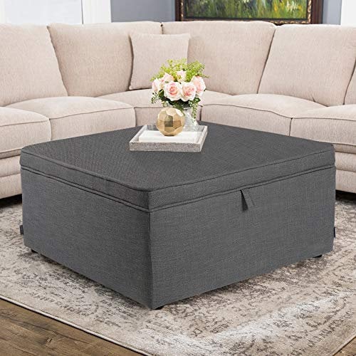 Warmiehomy Indoor Square Footstool Pouffe Storage Box Ottaman Large Capacity Living Room Bedroom Furniture 80 * 80 * 38CM