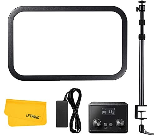 Godox ES45 E-Sports LED Licht Kit mit Verstellbarem Clip Lichtständer, CRI 96 TLCI 97, Unterstützung der drahtlosen APP / 2.4G-Steuerung für Live Game Shooting Stream Portrait Videokonferenzen