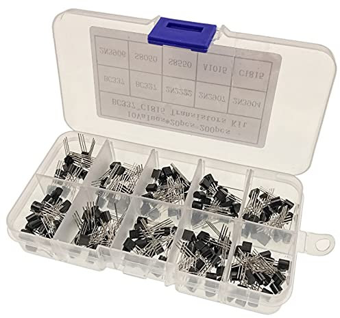 JZK 200 PCS bipolar BJT transistors assortment kit,10 values PNP NPN power transistors set, BC337 BC327 2N2222 2N2907 2N3904 2N3906 S8050 S8550 A1015 C1815