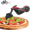 Motorrad Pizzaschneider, Edelstahl Kunststoff Lustiger Pizzaroller Pizzarad, Pizza Cutter mit Scharfem Schneiderad & Ständer für Weihnachten Party Kreativ Geschenke