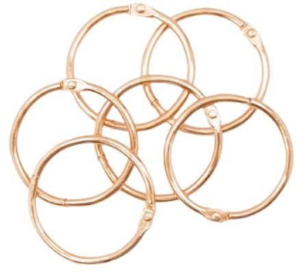 Craftelier - 6er Set Metallbinderinge für Scrapbooking und Basteln | Ringe für Alben, Notizbücher, Planer oder Agenden | Größe Ø 45 mm - Farbe Rose Gold