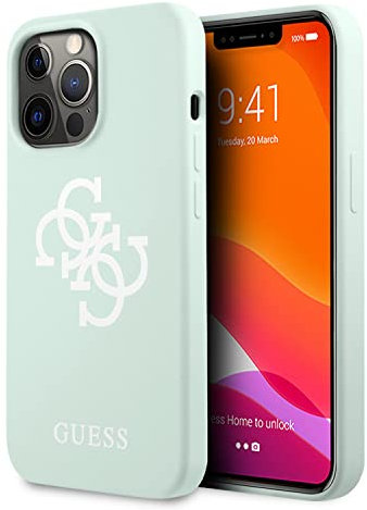Guess Silicone Case with White Guess Logo for Apple iPhone 13 Pro Pastel Green
