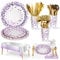 Nkaiso 141pcs Violet Party Vaisselle,Kit Vaisselles Anniversaire Assiette Dîner Papier Tasse Serviette Réutilisable couverts, Enfants Party Fête Mariages Baby Shower Noël, 20 invités
