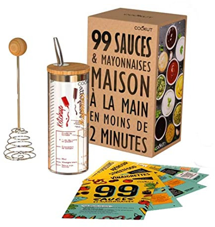 COOKUT - Shaker Saucen - 99 Leckere und Unfehlbare Hausgemachte Saucen in Weniger als 2 Minuten! Vinaigrette, Mayonnaise, Ketchup, Saucen für Fleisch und Desserts