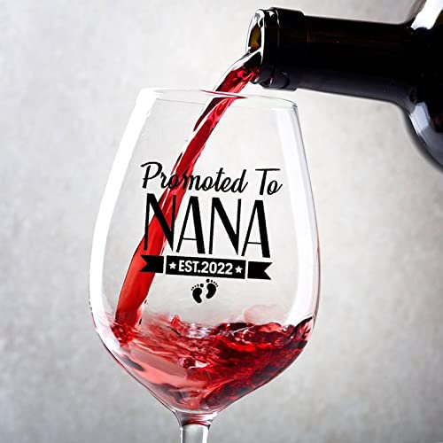 Rimego Lot de 2 verres à vin « Promoted to Nana » à tige longue - Verres à vin rouge - Verres à vin rouge - 500 ml