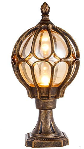 ZEDARO Lampe sur pied Lampe d'extérieur Vintage E27 Boule Lanterne Aluminium et verre Ombre Chemin Lumière Étanche IP44 Borne extérieure Lumière pour patio Jardin Villa Porte