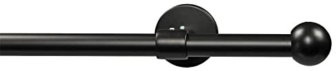 Garesa Gardinenstange Bolti Ø 16mm, 1-läufig, Schwarz I Stabile Vorhangstange ohne Ringe I Mit Endknopf Kugel I Für mittelschwere Vorhänge I 420cm